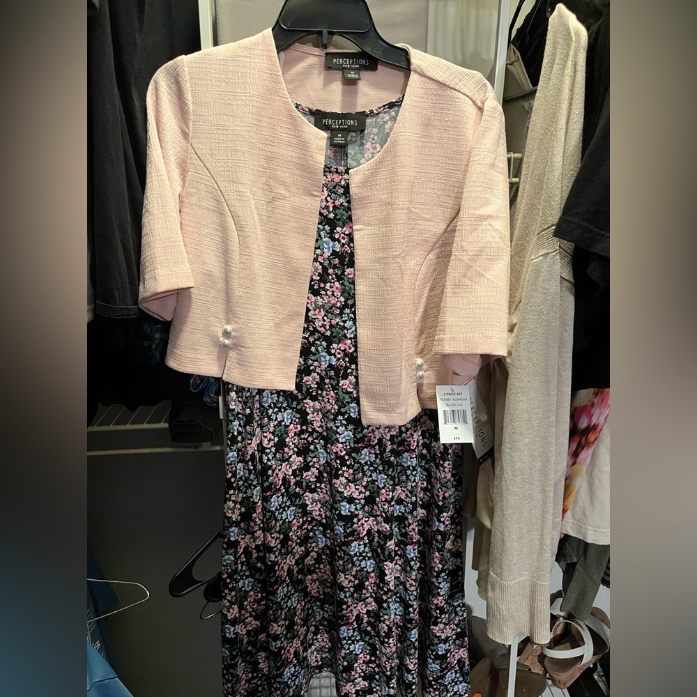 2 Piece Set Blush/Black Floral Dress